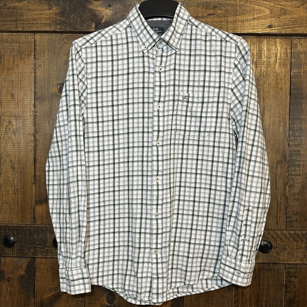 Racing Green Great Britain Lands‎ End Men's Plaid Flannel Shirt Size S